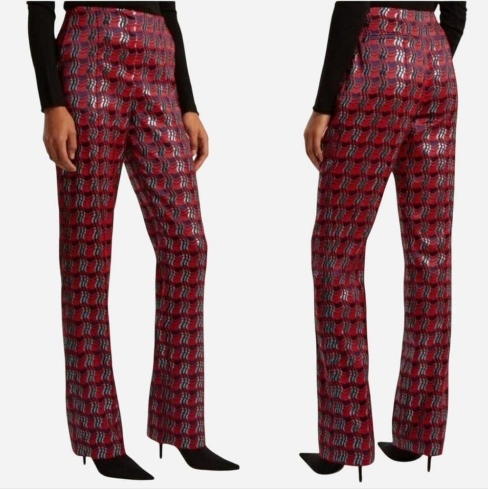 NWT Diane Von Furstenberg Woven Metallic Pleat-front Pants. Retail $468